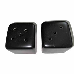 2 Ceramic Small Black Kitchen Dice Salt & Pepper Shakers Home Decor